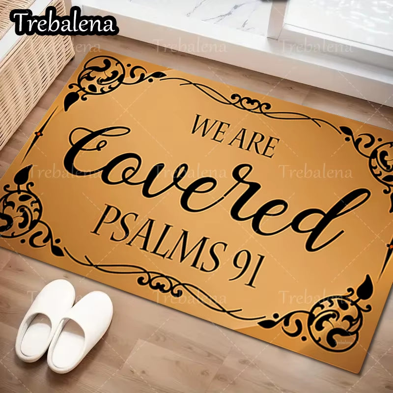 1Pc Welcome Door Mat Covered Psalms 91 Scripture Welcome Mat Elegant Home Decor