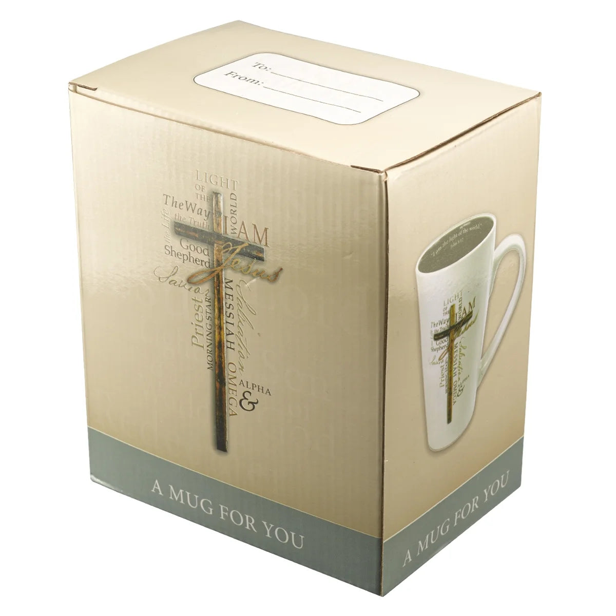 Tall Stoneware Coffee/Tea Mug Light of the World John 8:12 Bible Verse - Names of Jesus Mug for Men and Women 16Oz Cream Ceramic Cup with Large Handle