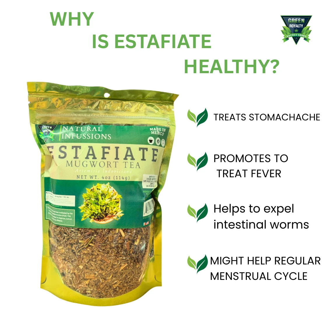 Mugwort Herbal Tea, 4Oz, Decaffeinated, Loose Leaf, Fat-Free