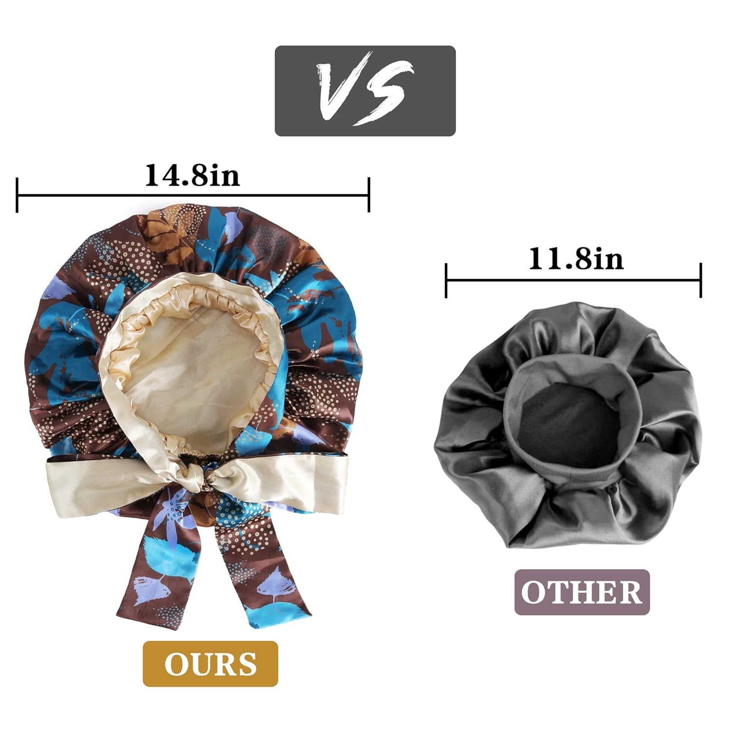 Satin Bonnet for Sleeping, Silk Bonnet Hair Wrap, Double Layer Large with Tie Band Night Cap, Gifts for Women