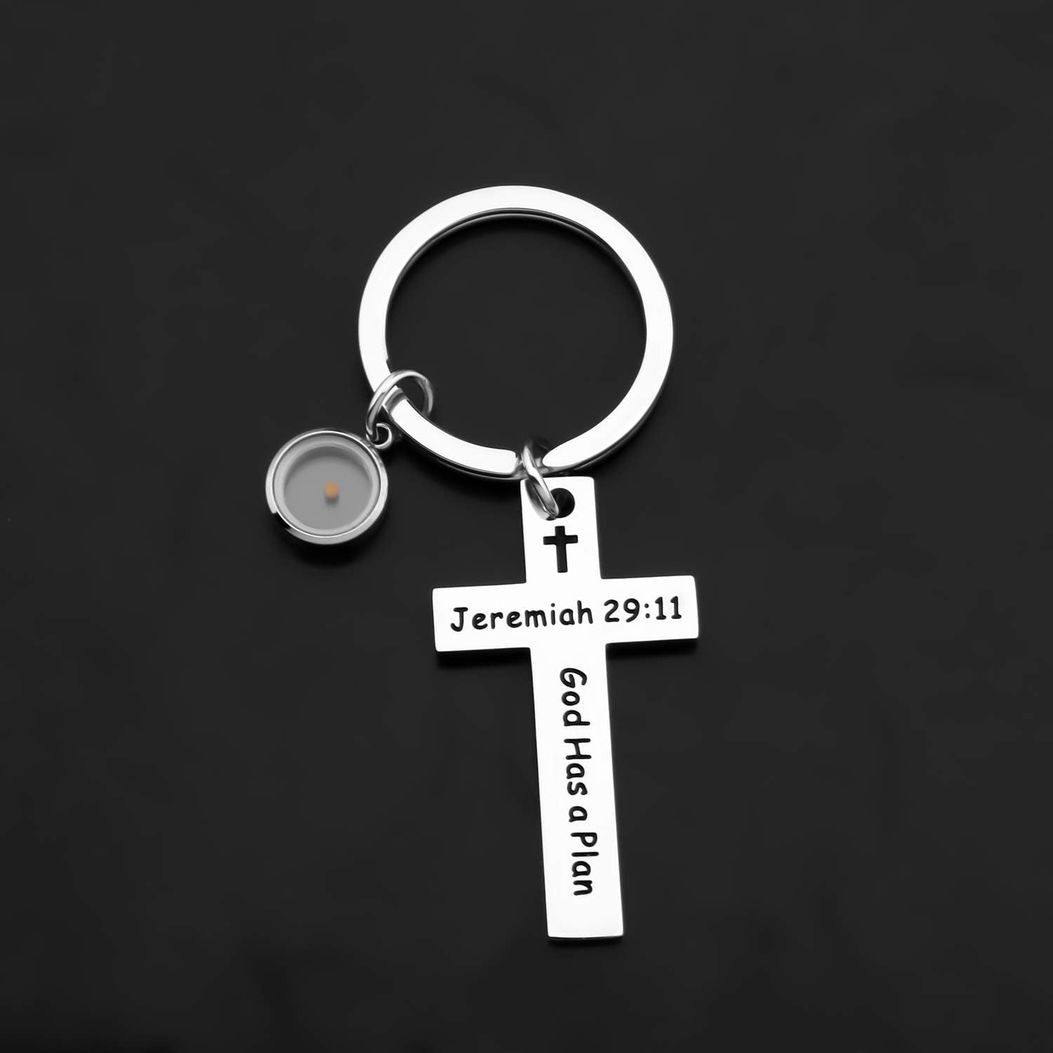 Religious Gifts Mustard Seed Cross Keychain Inspirational Bible Verse Gift for Christian
