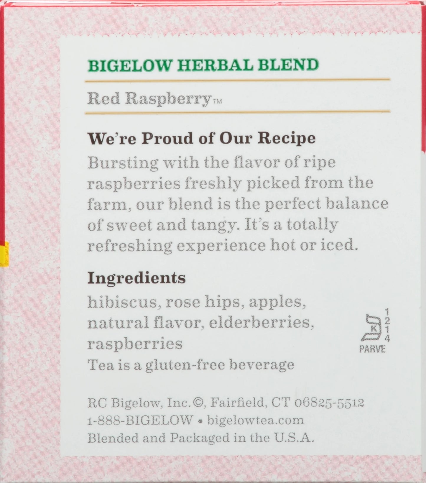 Bigelow Red Raspberry, Caffeine-Free Herbal Tea Bags, 20 Count