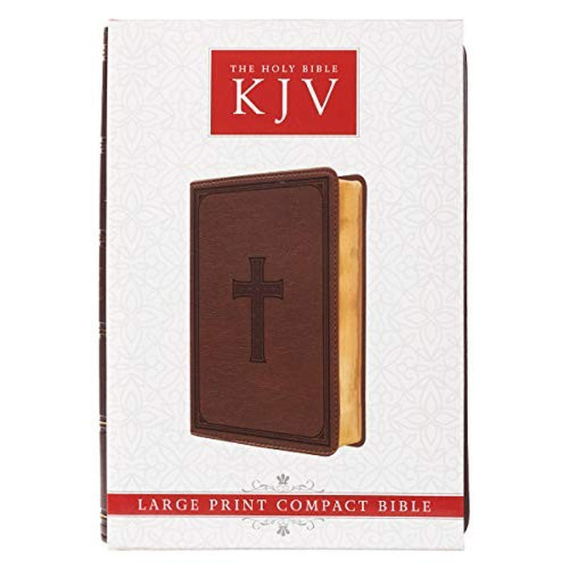 KJV Holy Bible, Large Print Compact, Dark Brown Faux Leather W/Ribbon Marker,