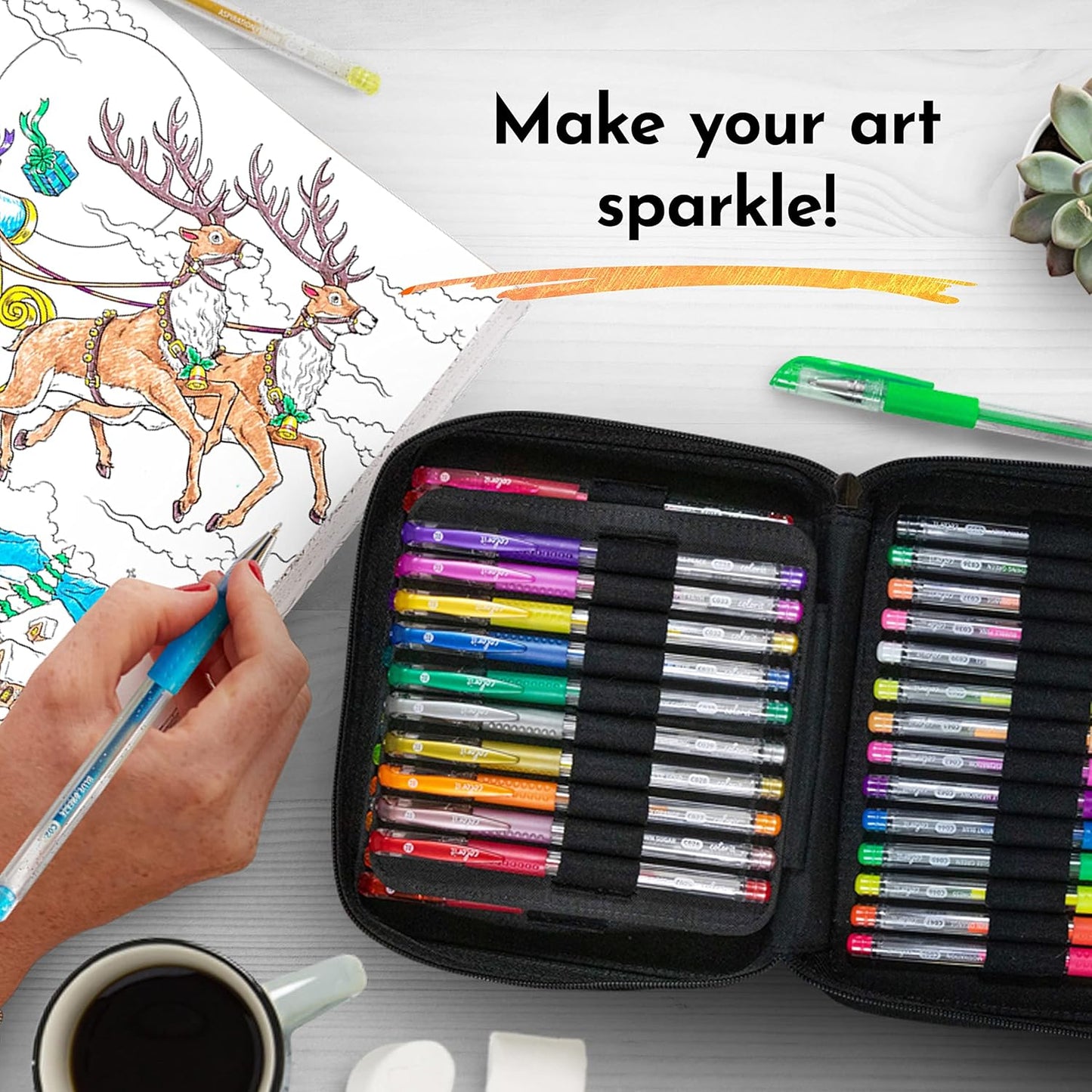 Colorit Glitter Gel Pens for Adult Coloring – 96 Pack with 48 Premium Glitter Ge