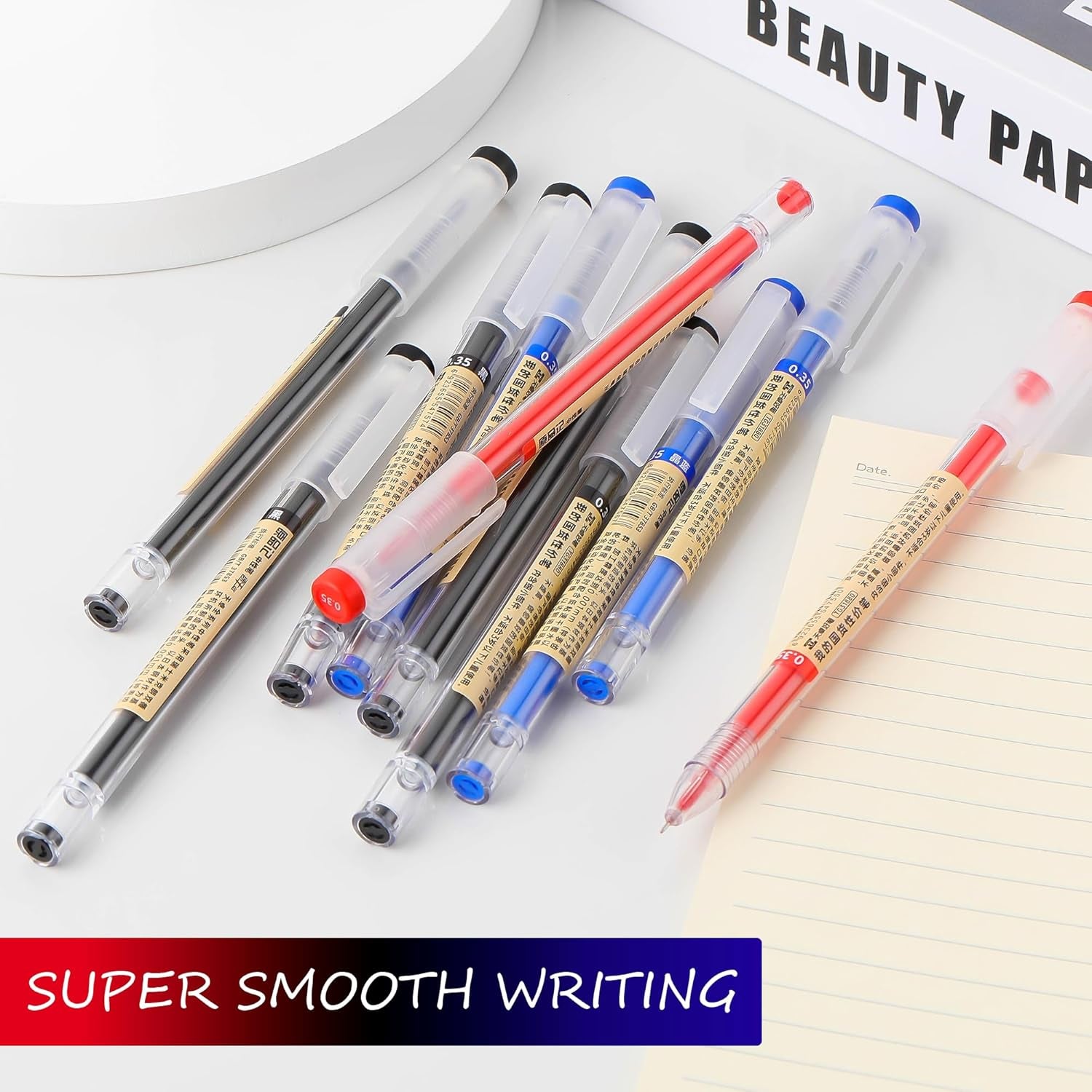 Japanese Gel Ink Pens 0.35Mm Extra Fine Point Rollerball Black Blue Red Set