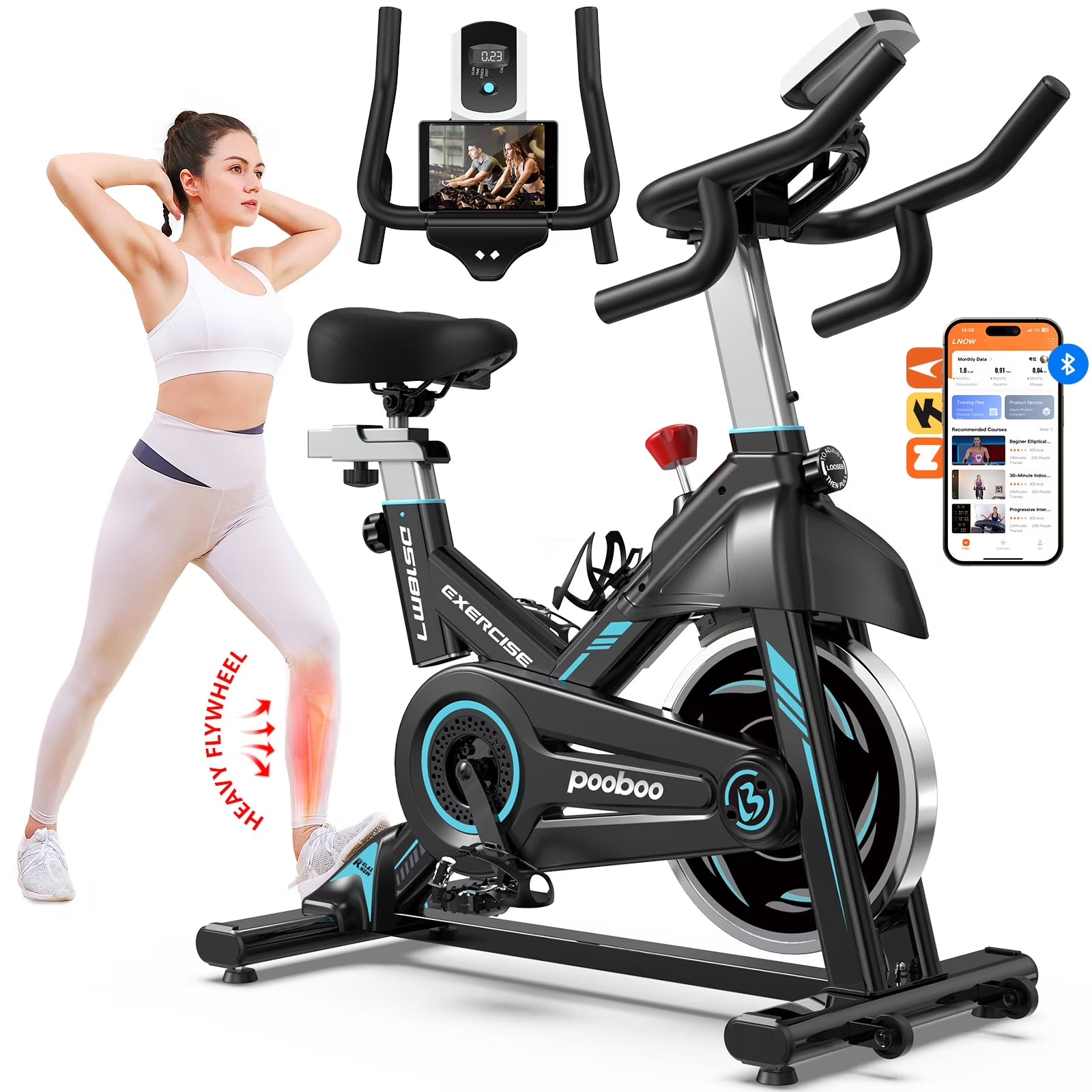 Professional Indoor Cycling Bike Stationary Exercise Bikes Home Cardio Workout Bicycle Machine 350Lb Flywheel Weight 40Lbs