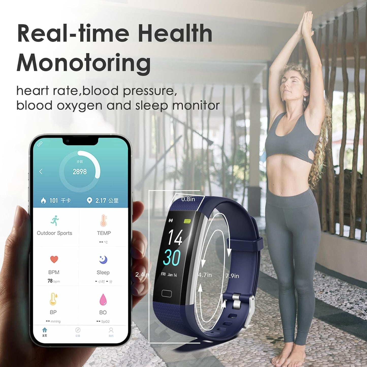 Fitness Tracker for Men and Women,Fitness Watch Waterproof with Activity Tracker and Sleep Monitor,Smart Watch for Android and Ios Phones(Blue)……