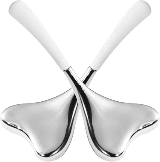 Face Massager Skin Care Ice Globes for Face Stainless Steel Face Beauty Tools V-Shaped Gua Sha Facial Tools for Women Esthetician Supplies Cooling Spa Globes with Storage Case, Ice Roller