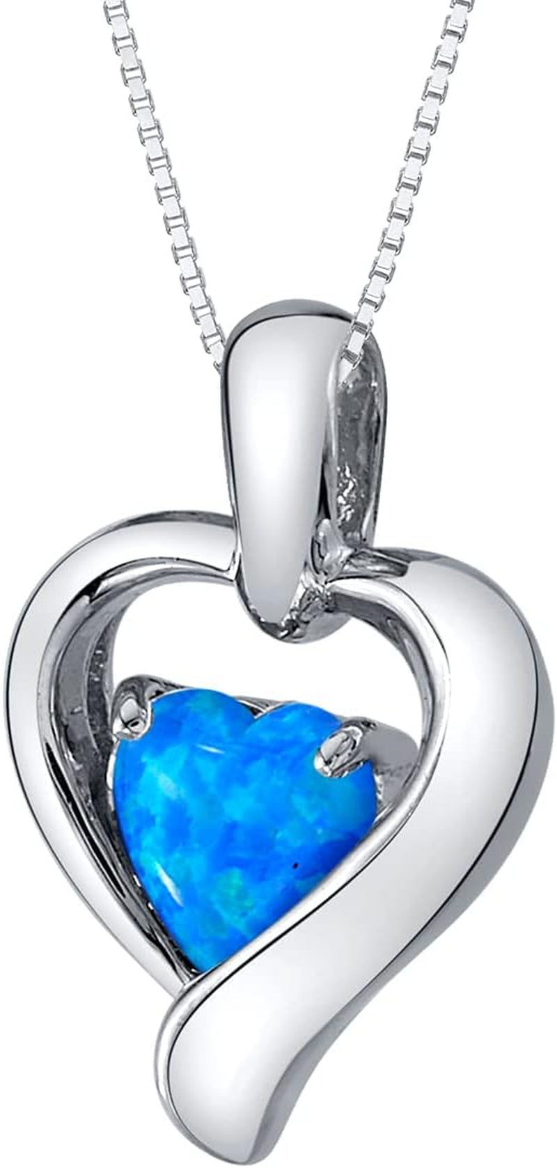 Sterling Silver Heart in Heart Solitaire Pendant Necklace for Women in Various Gemstones, Heart Shape 6Mm, with 18 Inch Italian Chain