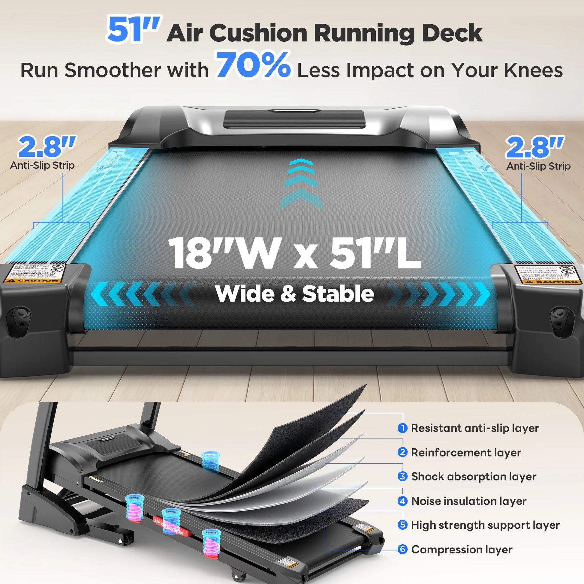 5.0HP Folding Treadmill for Home with 15 Auto Incline, Smart APP, 300Lbs, Hifi Bluetooth Speakers, 64 Programs, 10MPH Speed, Foldable Electric Treadmill Running Machine, Knee Strap Gift