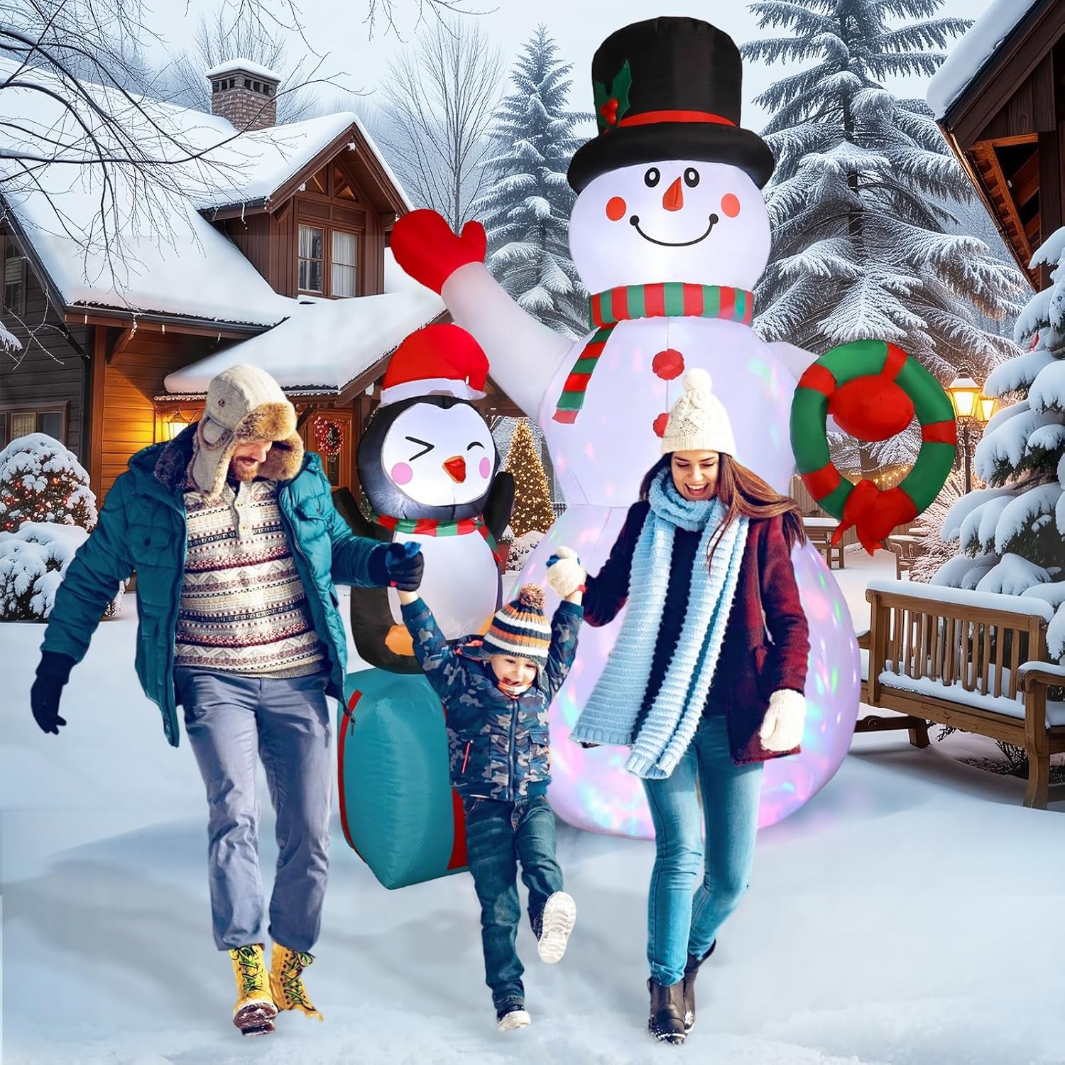 7FT Inflatable Christmas Snowman with LED Lights for Outdoor Holiday Decor