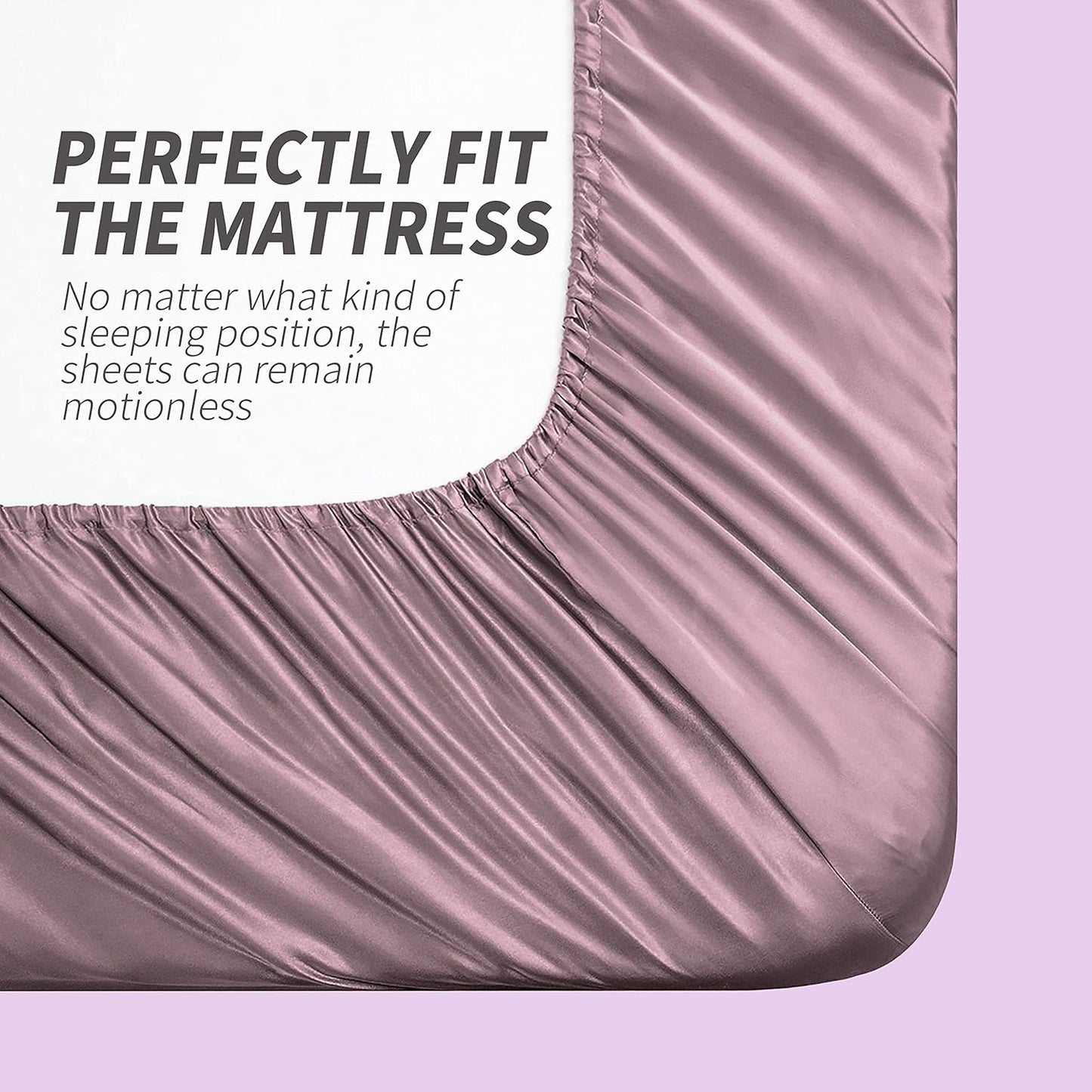 Satin Sheets Queen Size, 4 Pcs Silky Soft Satin Bed Sheets Queen Set with Deep Pockets, Extra Smooth & Luxurious Microfiber Sheet for Hair and Skin(Purple)