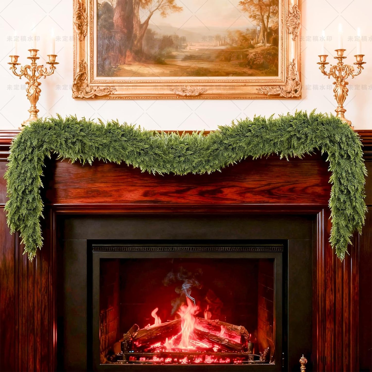 Artificial Cedar Garland - 9FT Realistic Green Faux Pine for Holiday Decor