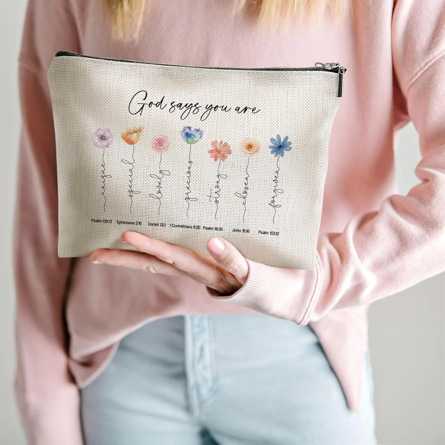 God Says You Are Cosmetic Bag, Inspirational Bible Verse Makeup Bag, Christian Gifts, Floral Bible Verse Makeup Case, Affirmations Gifts, Encouragement Gifts, Friend Gifts
