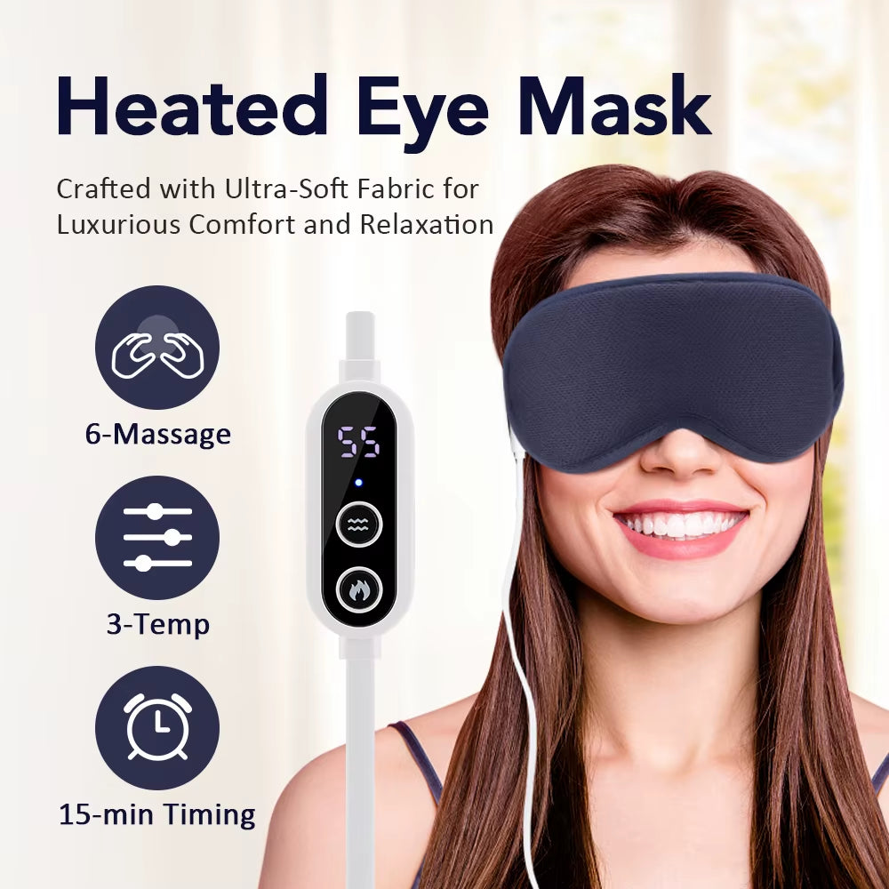 3D Hot Compress Electric Steam Eye Mask 3 Level Constant Temperature Smart Timing Sleep Shading Massage Eye Mask Relief Sleeping