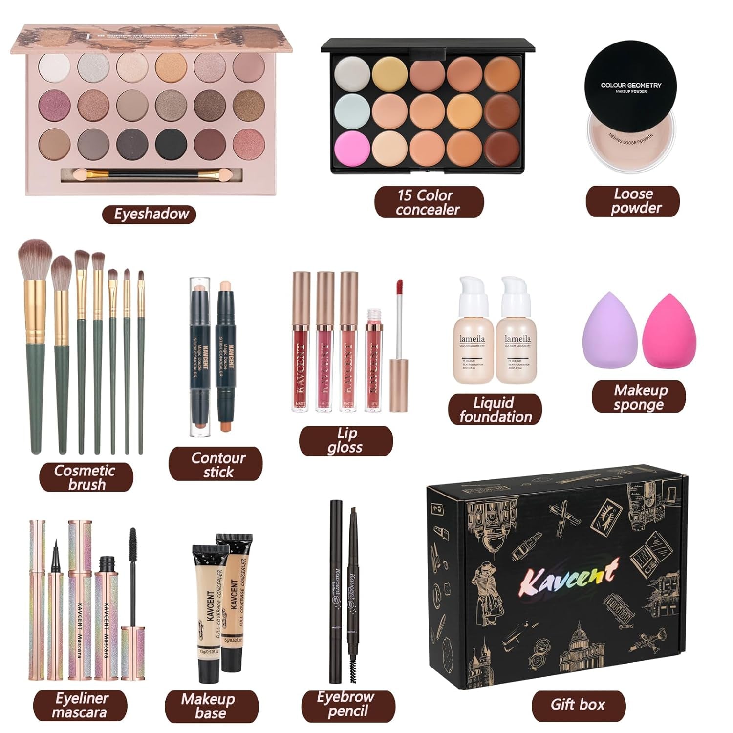 Makeup Kit Makeup Sets for Teens Makeup Kits for Women Teenagers Full Kit Make up Eyeshadow Palette Foundation Concealer Lipgloss Makeup Gift Set for Women Teen Girls