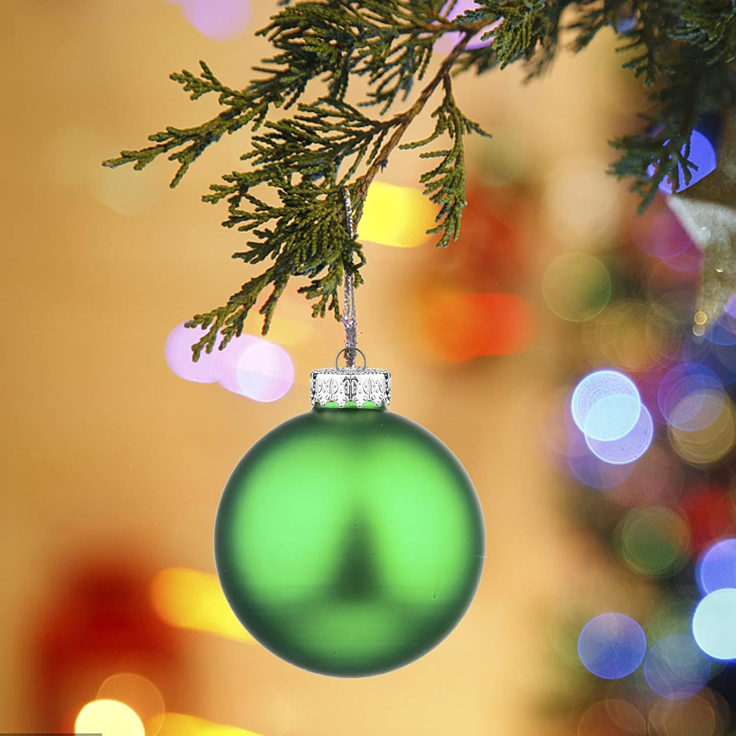 Set of 10 Green 2.64" Glass Christmas Ornaments for Holiday Decor