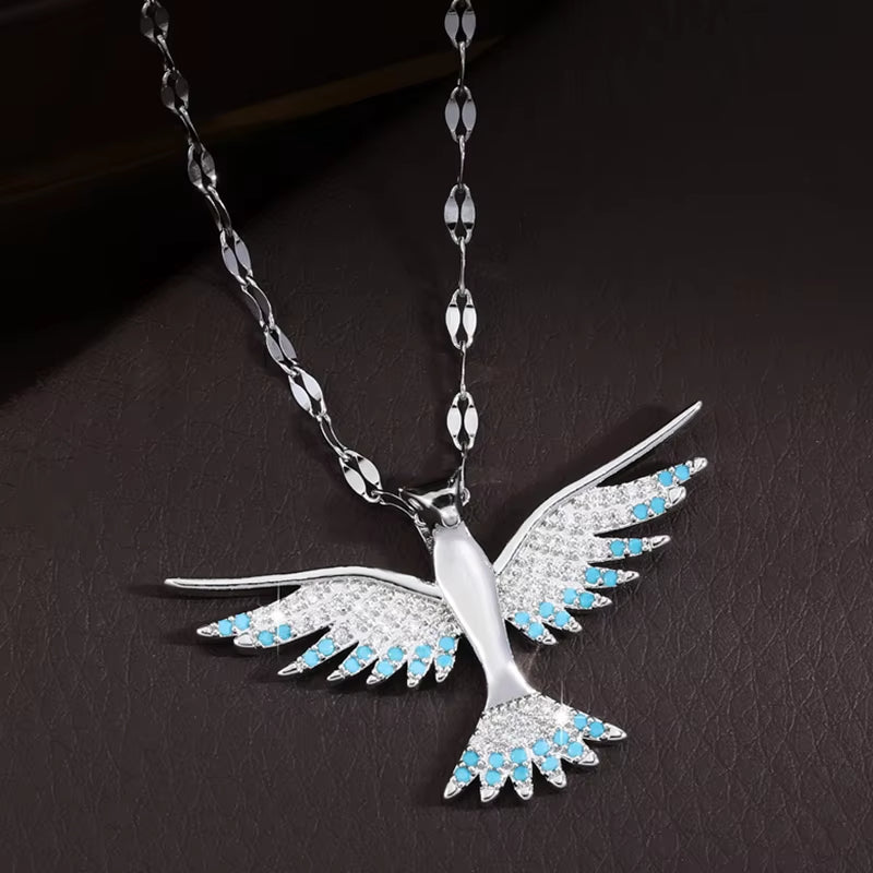 Light Luxury Fashion Personality Phoenix Wings Pendant Necklace for Women Men Temperament Advanced Sense Clavicle Chain Jewelry