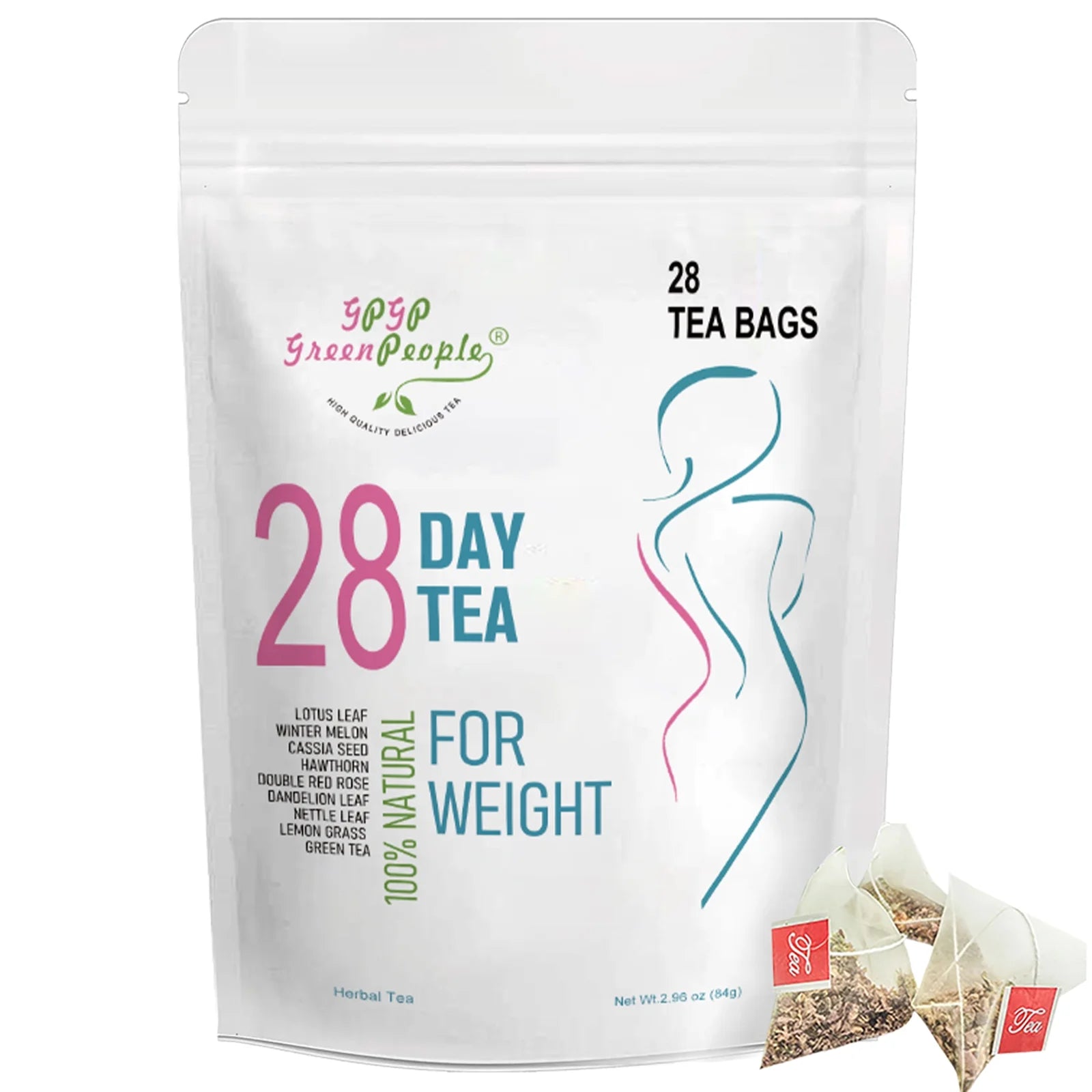 28 Day Skinny Tea Bag - Made with Green Tea - Herbal Tea Supplement - Non GMO, Vegan, All Natural Teas - Reduce Bloating