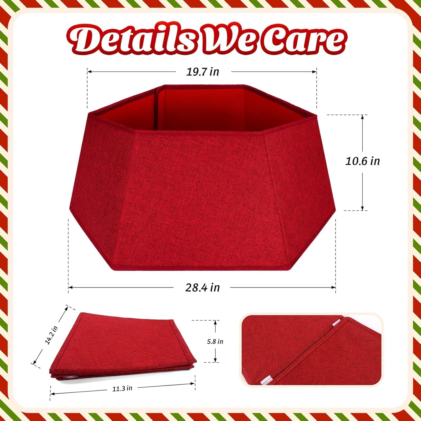 Foldable 26'' Christmas Tree Skirt for Artificial Trees and Holiday Decor