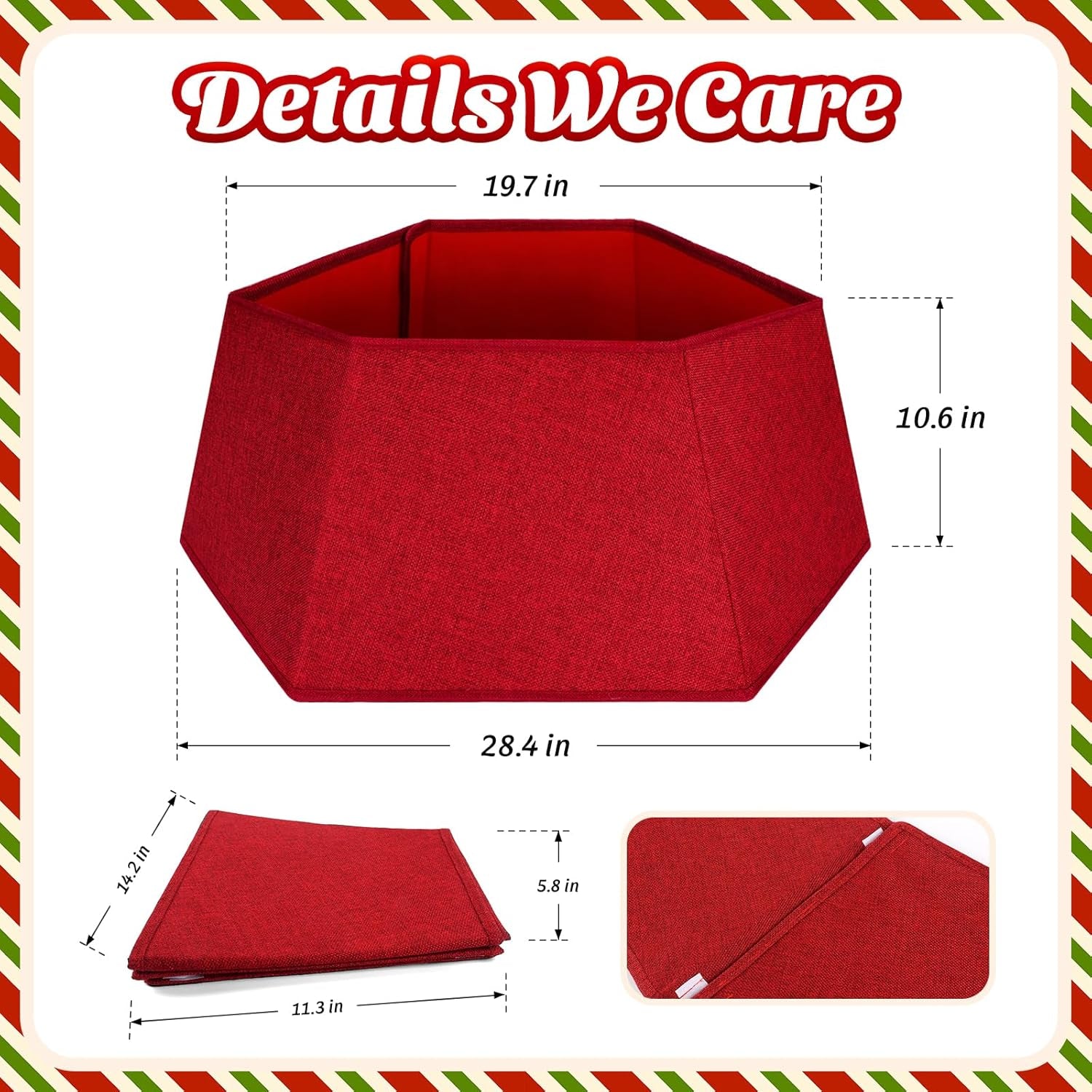 Foldable 26'' Christmas Tree Skirt for Artificial Trees and Holiday Decor