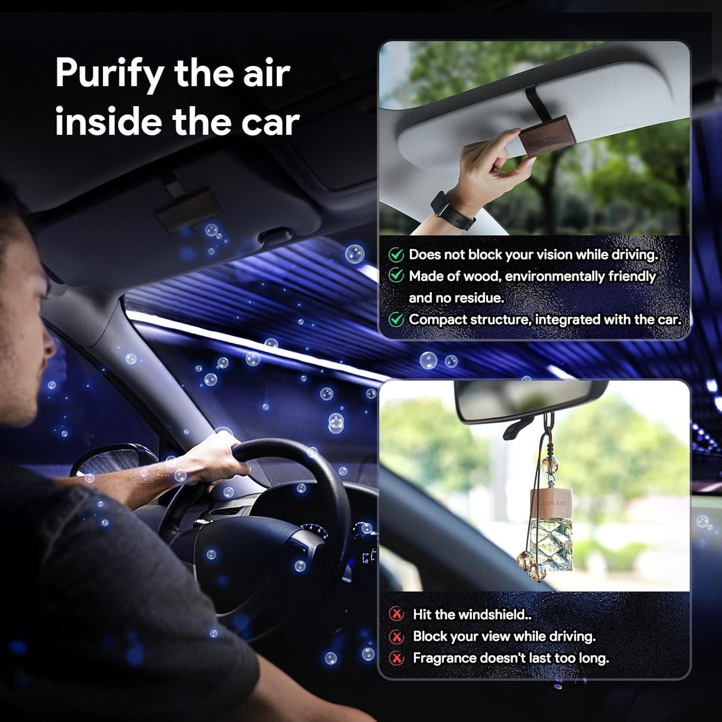 Air Freshener Small Wooden Diffuser Wood Block Aromatherapy Refill New Car Smell Set Car Odor Eliminator