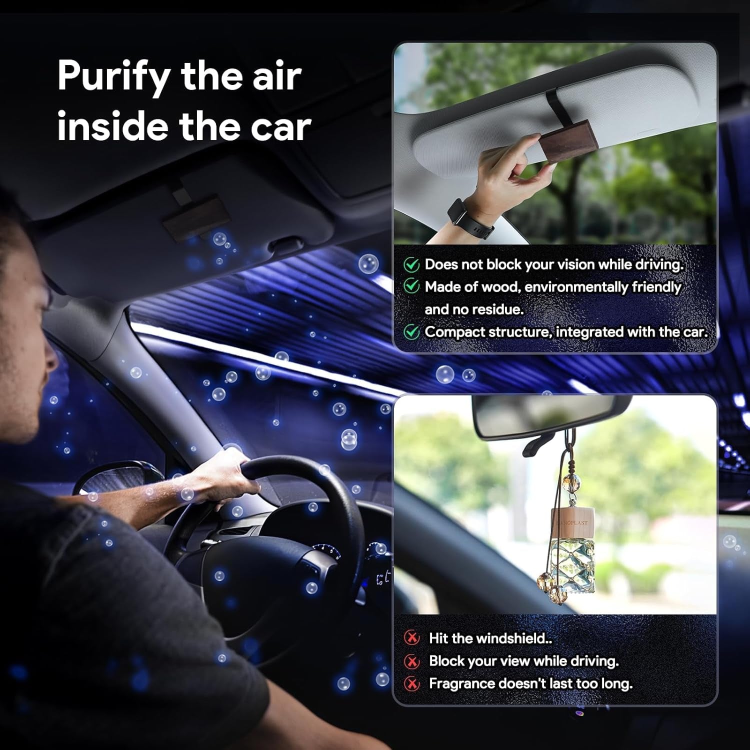 Air Freshener Small Wooden Diffuser Wood Block Aromatherapy Refill New Car Smell Set Car Odor Eliminator