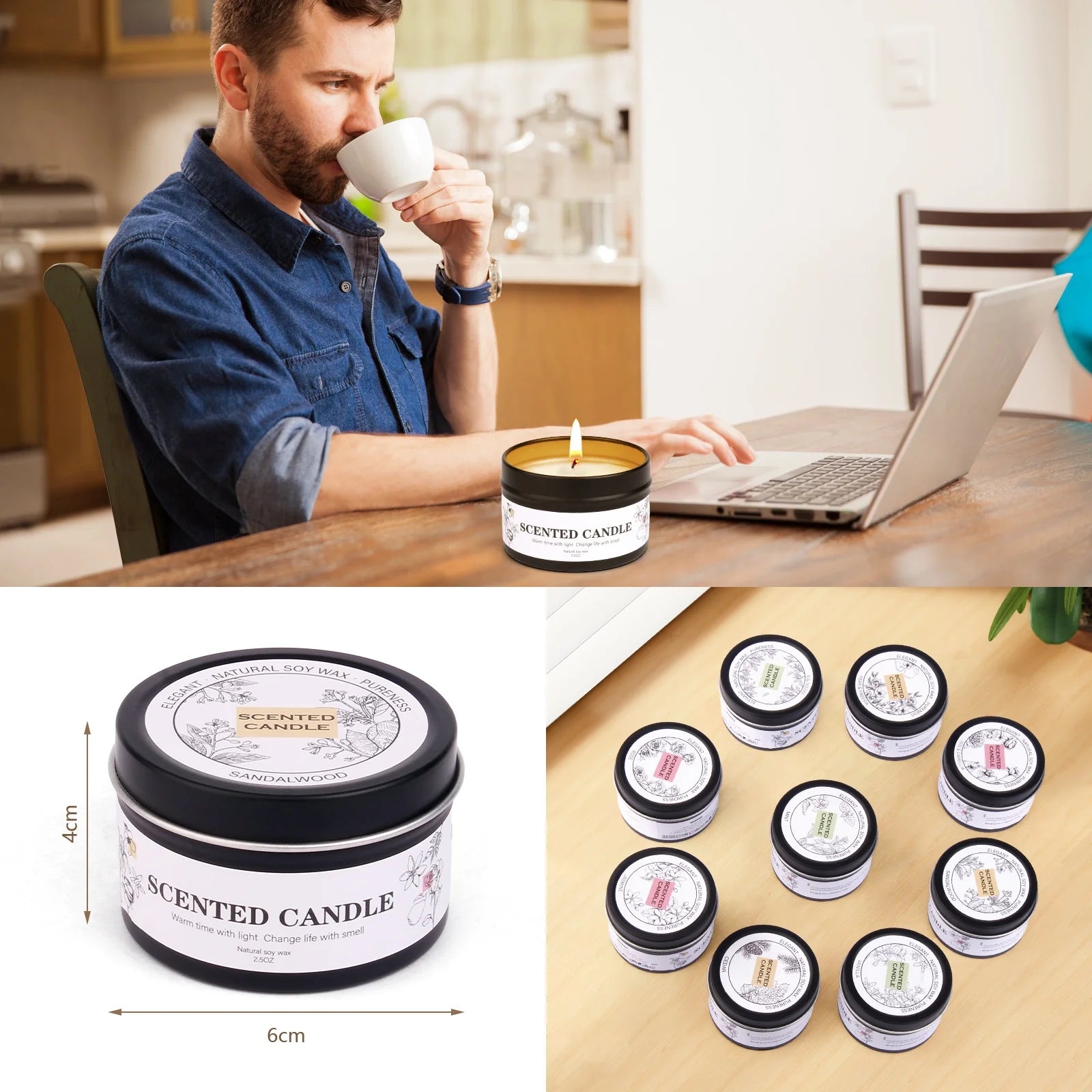 Scented Candles Gift Set 9 Pack Natural Soy Wax Jar Candles for Home Scented