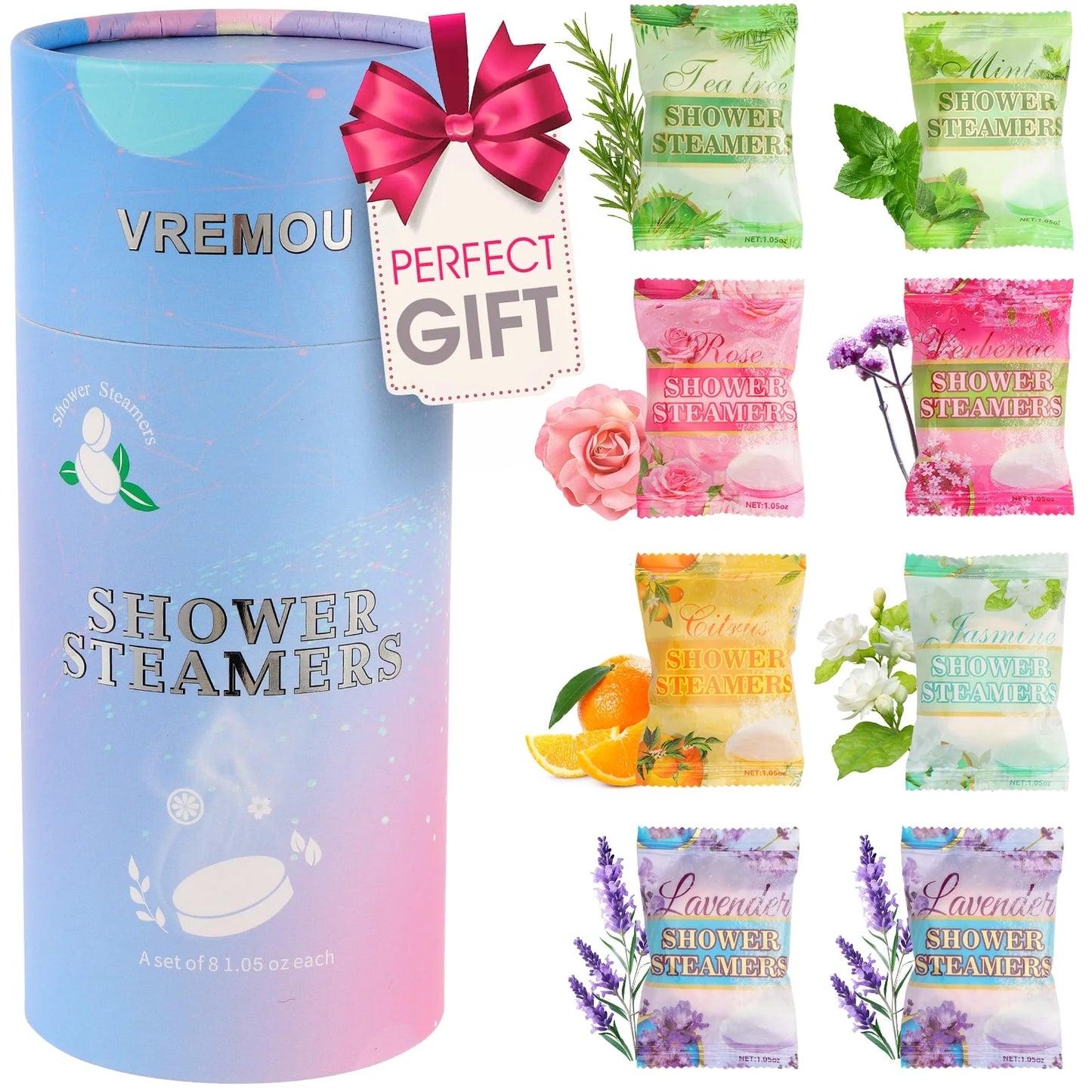 Shower Steamers Aromatherapy - 8 Pcs Shower Bomb with Essential Oil for Home SPA, Self-Care Relaxation, Valentines Day Birthday Gifts for Women