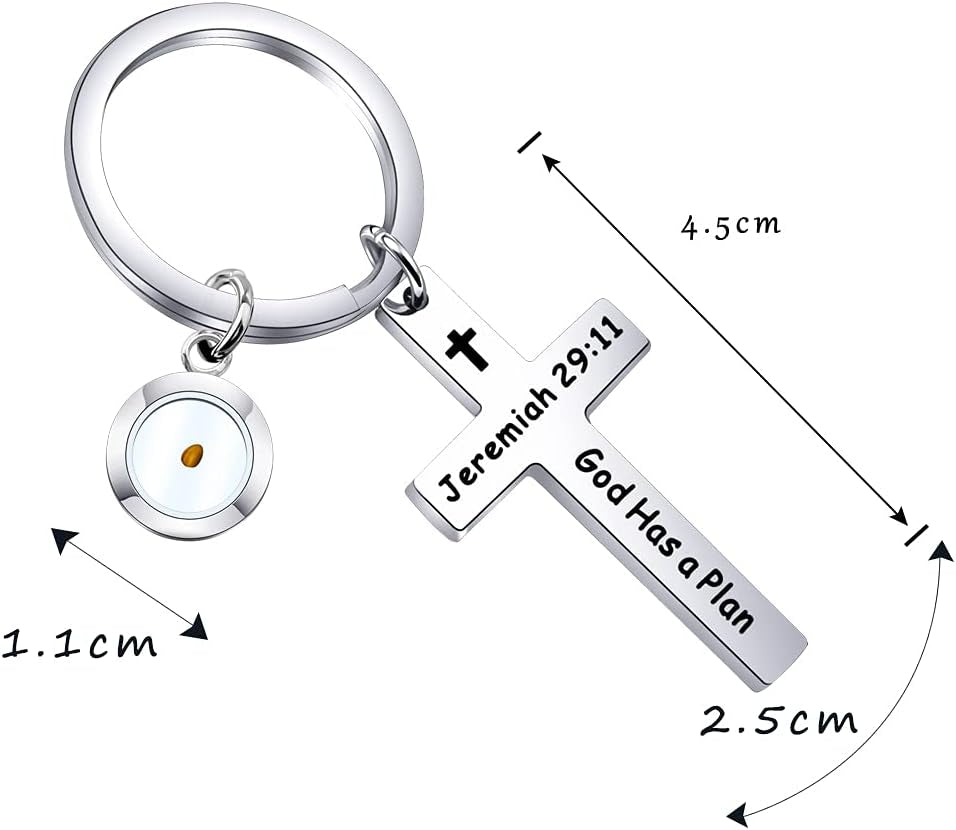 Religious Gifts Mustard Seed Cross Keychain Inspirational Bible Verse Gift for Christian