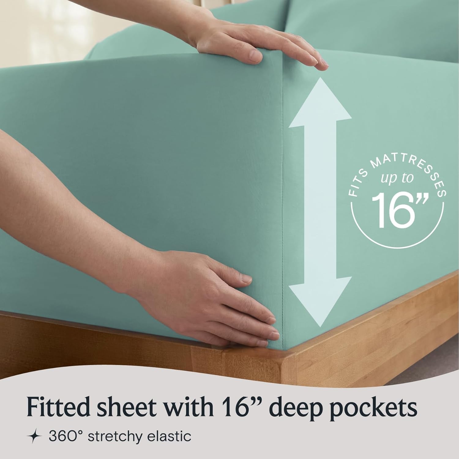 3 PC Sheet Bed Sheets Deep Pockets Wrinkle Free-Kids-Fitted Sheets Machine Washable Hotel Bedding Silky Soft - Light Teal Twin