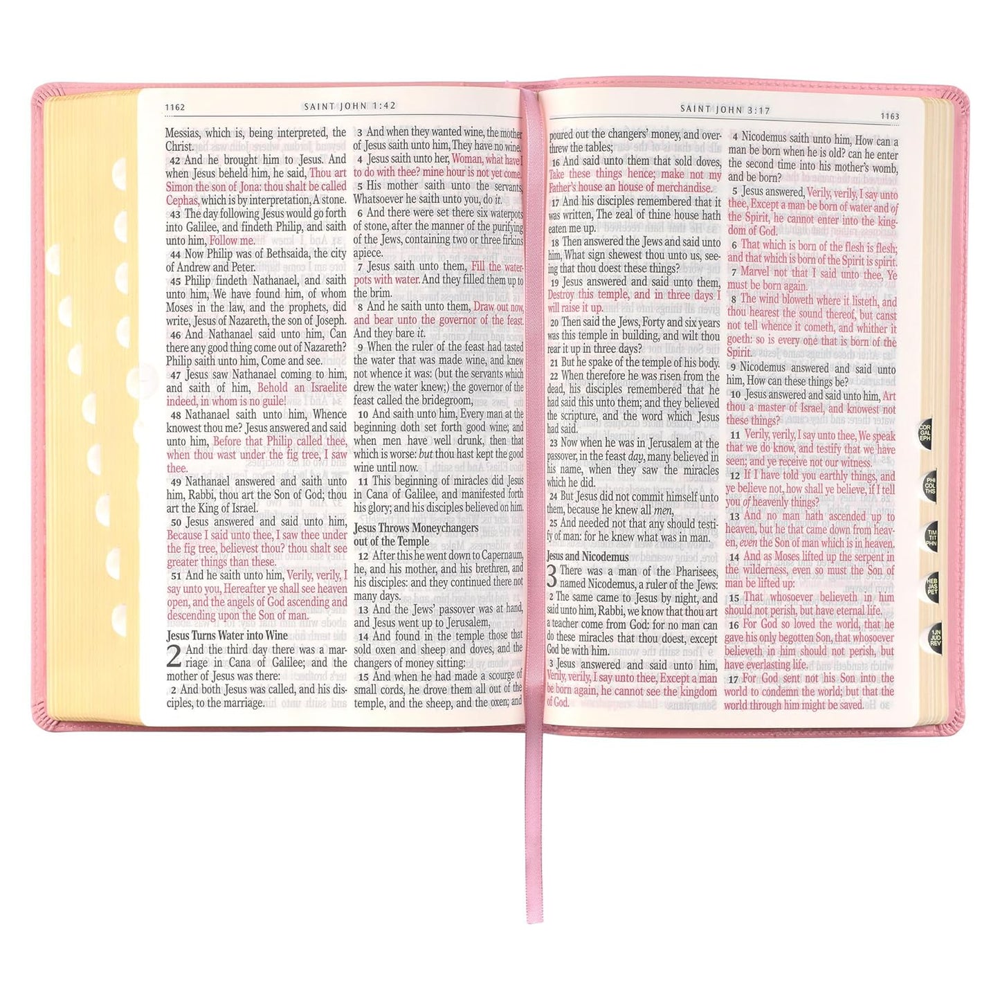 KJV Holy Bible, Giant Print Full-Size Faux Leather Red Letter Edition - Thumb In