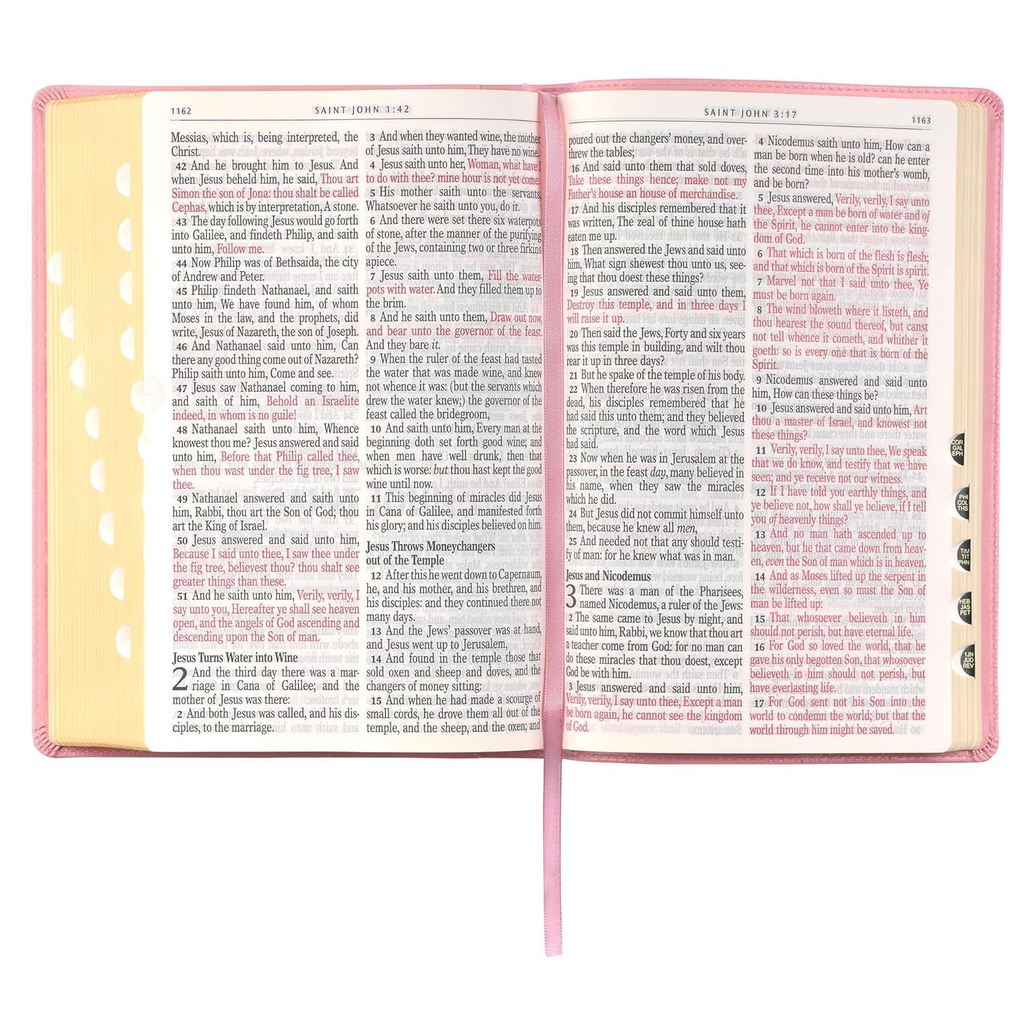 KJV Holy Bible, Giant Print Full-Size Faux Leather Red Letter Edition - Thumb In