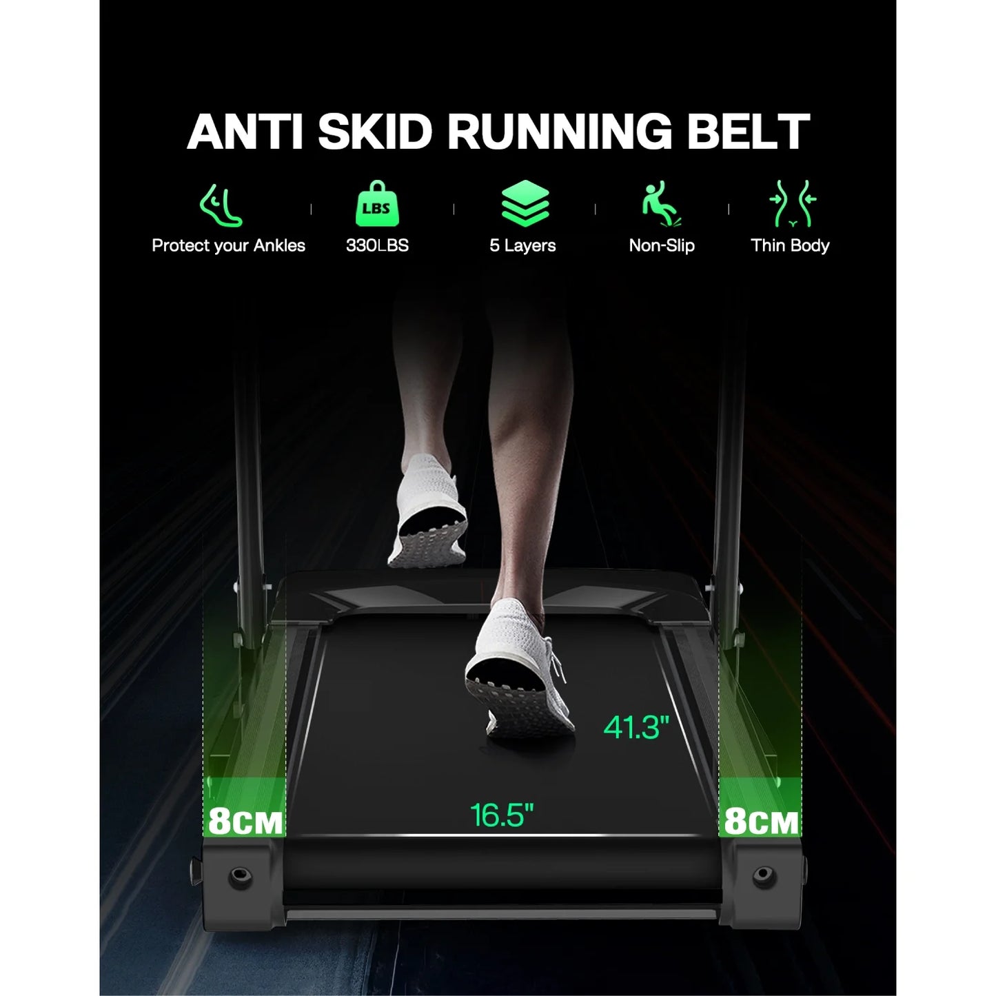 Folding Treadmill with Incline, 3.5HP Home Gym Fitness Workout Jogging Walking 330 LBS Capacity