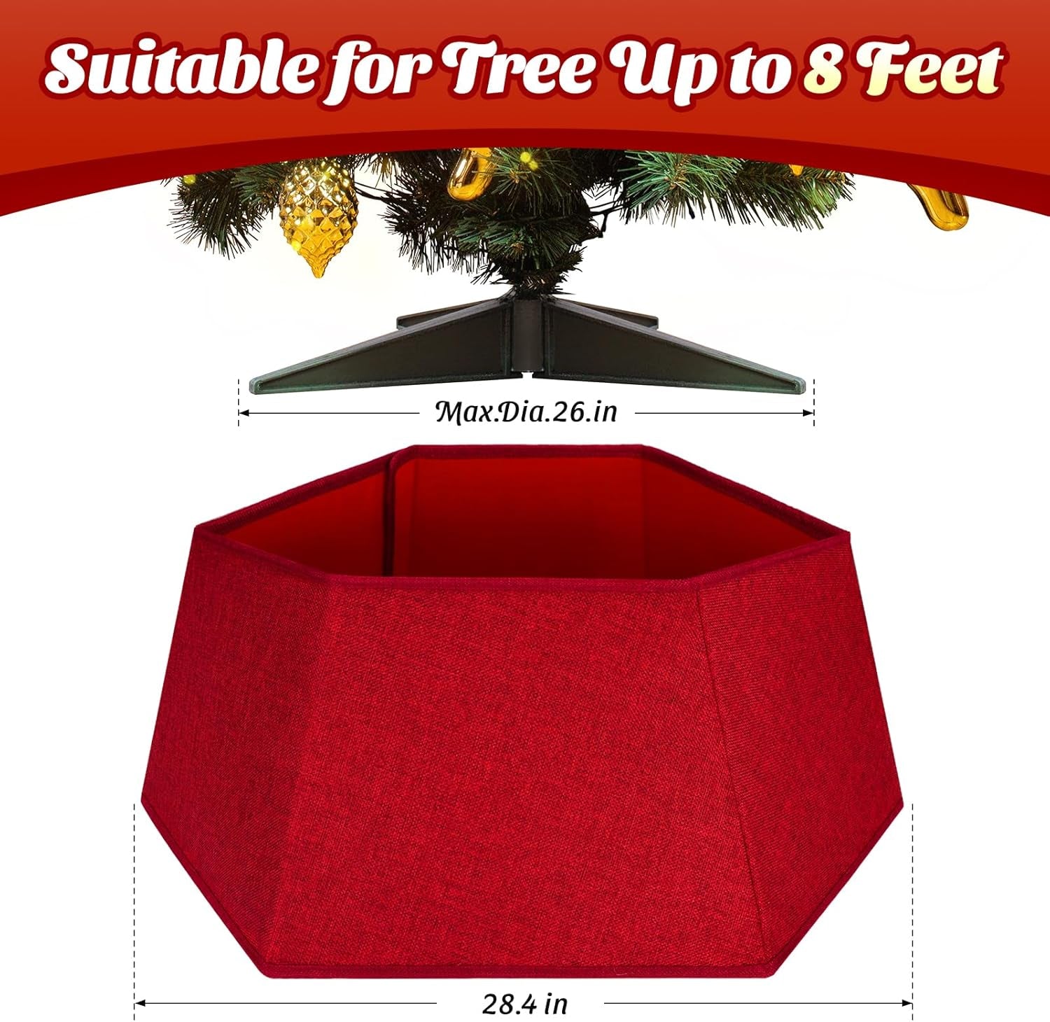 Foldable 26'' Christmas Tree Skirt for Artificial Trees and Holiday Decor