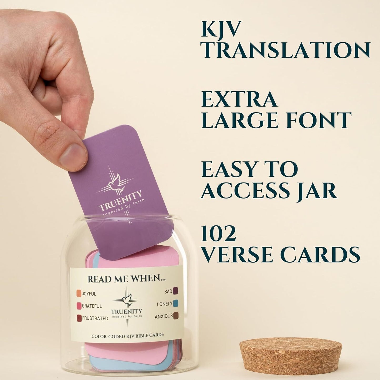 Read Me When Bible Verses Jar,102 KJV Color Coded Bible Verses in a Jar For