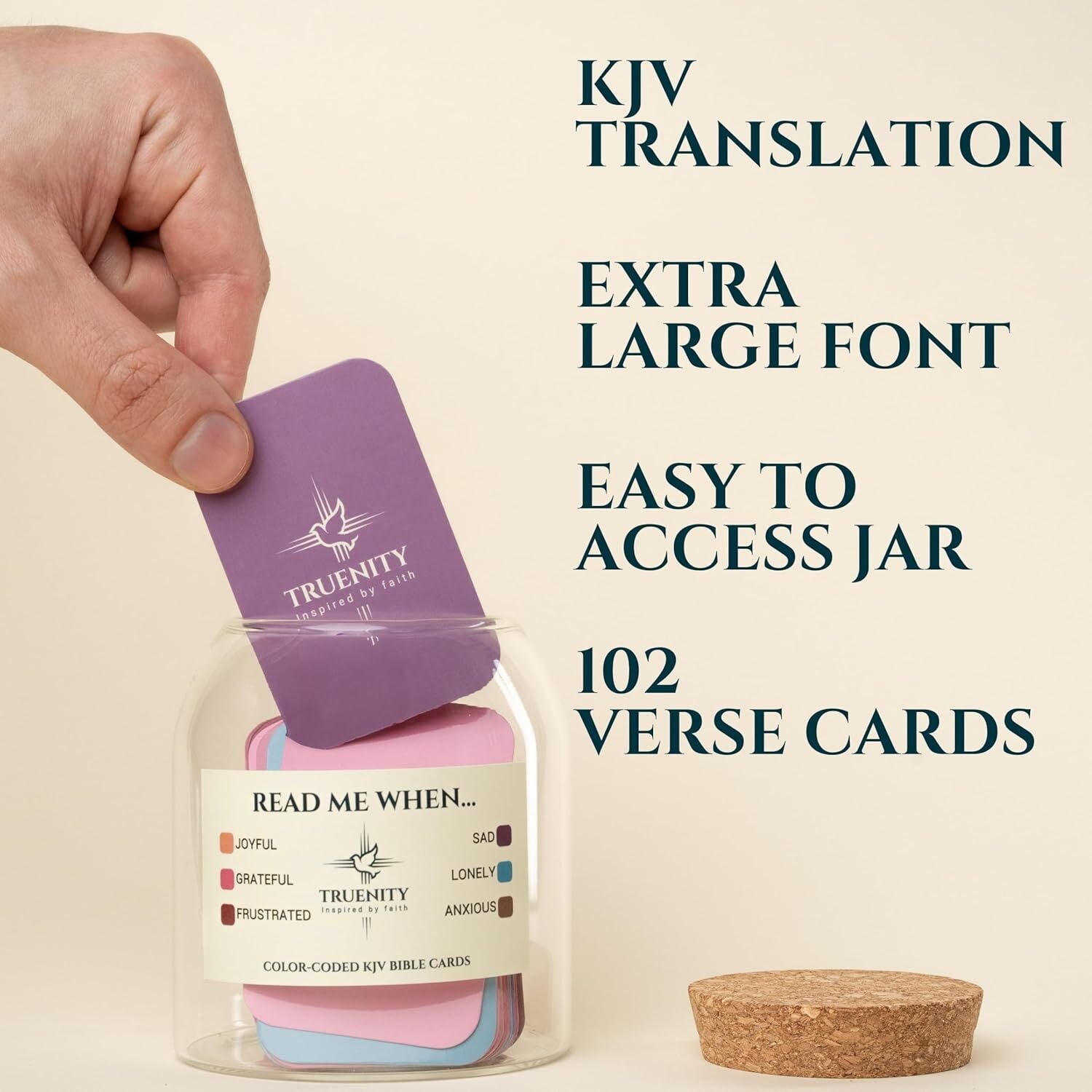 Read Me When Bible Verses Jar,102 KJV Color Coded Bible Verses in a Jar For