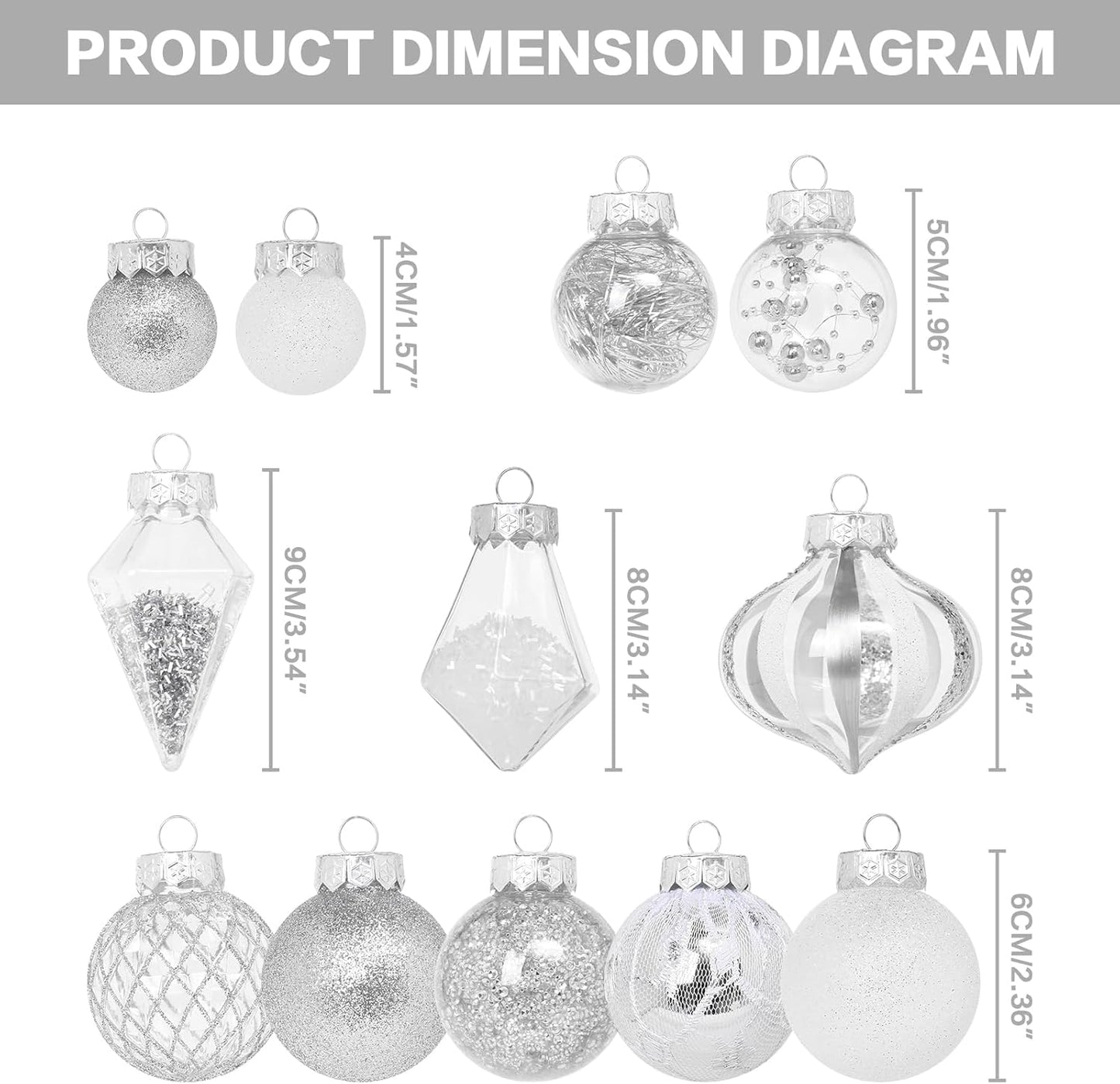 34PCS Shatterproof Christmas Ball Ornaments Set for Indoor Holiday Decor - Silve