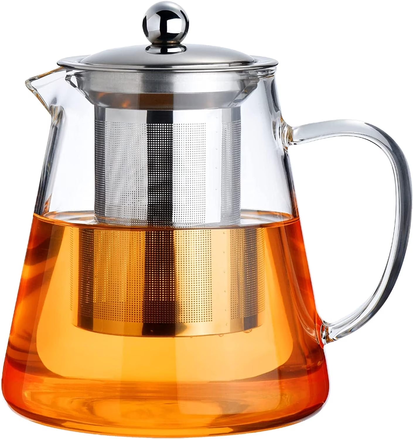 32Oz/ 950ML Borosilicate Glass Stovetop Teapot with Removable 18/8 Stainless Steel Inf for Blooming & Loose Leaf Tea, Camping & Travel