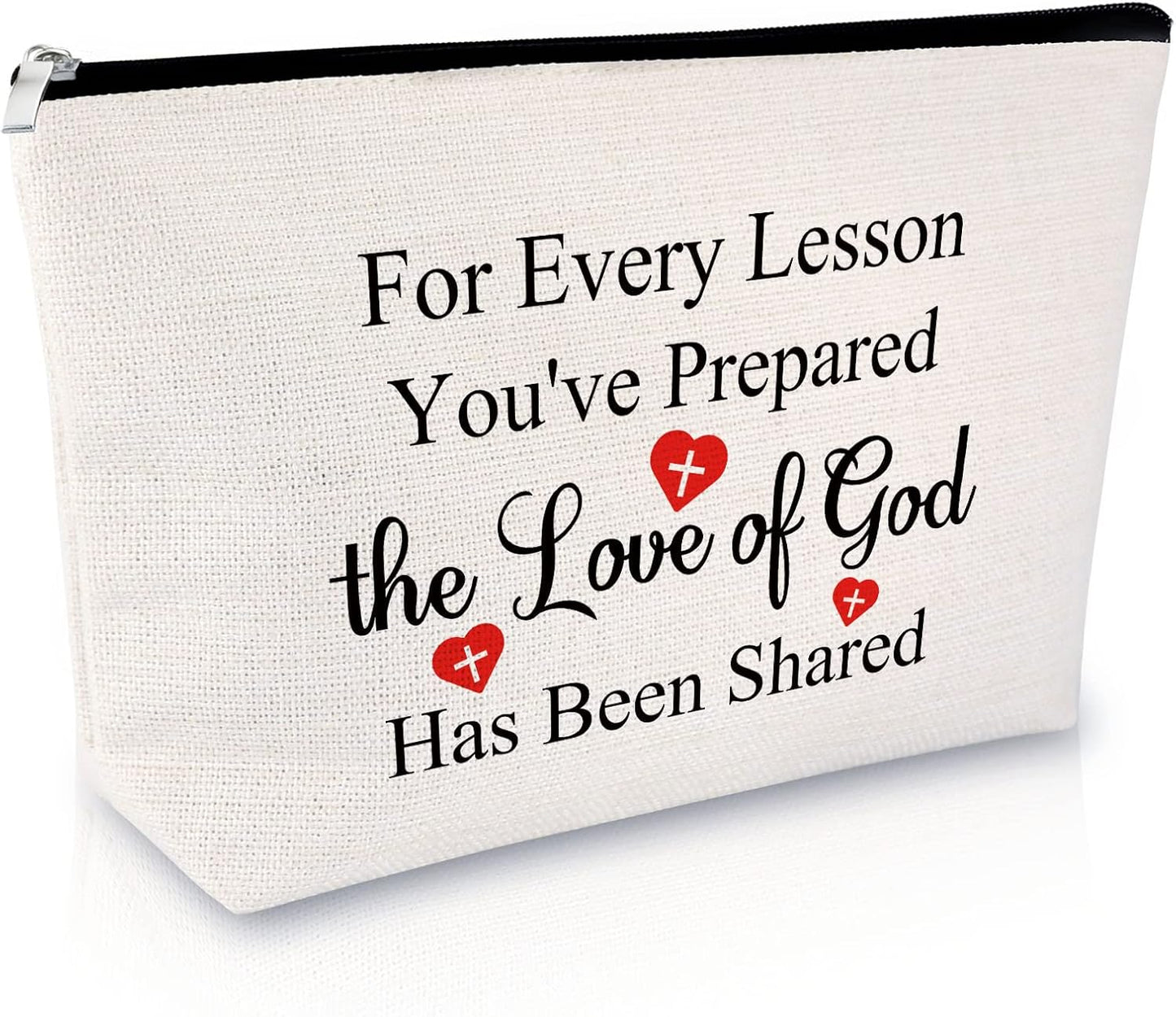Sunday School Church Teacher Gifts Makeup Bag Religious Christian Gifts for Women Bible Verse Cosmetic Bag Thanksgiving Appreciation for Christian Teacher'S Day Christmas Retirement Travel Pouch