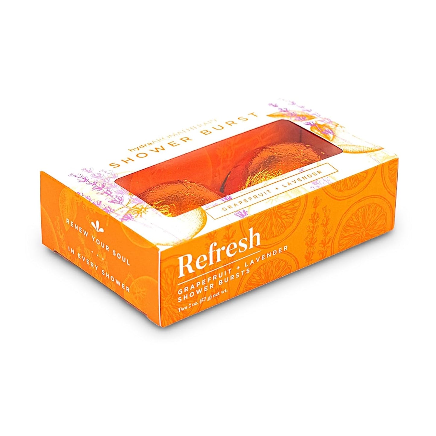 Refresh Shower Burst Duo Gift Set with Sachet- Shower Steamers Aromatherapy Fizzing Bombs with Essential Oils of Grapefruit & Lavender Tablets Made USA Great Alternative to Bath Bombs for Women Men