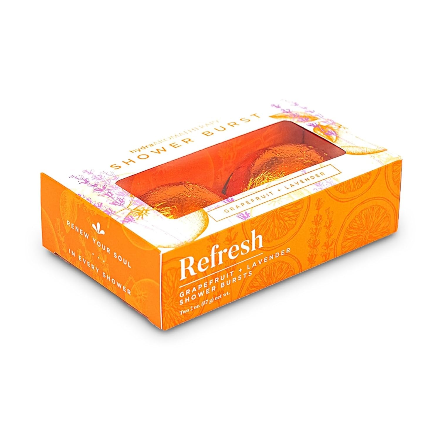 Refresh Shower Burst Duo Gift Set with Sachet- Shower Steamers Aromatherapy Fizzing Bombs with Essential Oils of Grapefruit & Lavender Tablets Made USA Great Alternative to Bath Bombs for Women Men