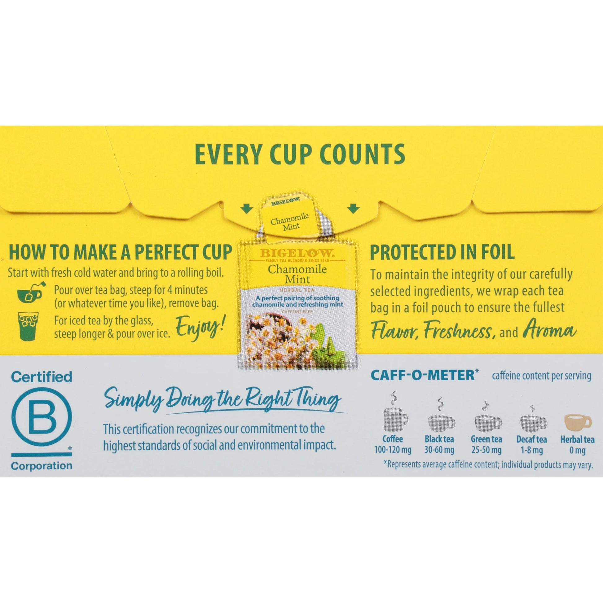 Bigelow Chamomile Mint, Caffeine Free, Herbal Tea Bags, 20 Count