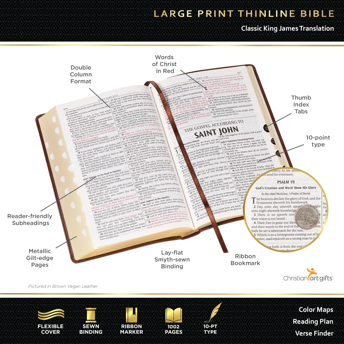 KJV Large Print Thumb Index Edition: Brown (Large Print) (Hardcover)