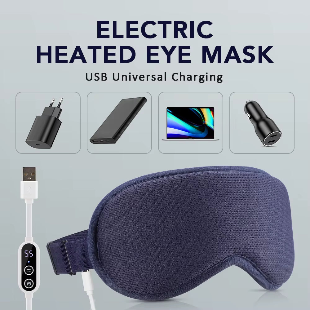 3D Hot Compress Electric Steam Eye Mask 3 Level Constant Temperature Smart Timing Sleep Shading Massage Eye Mask Relief Sleeping