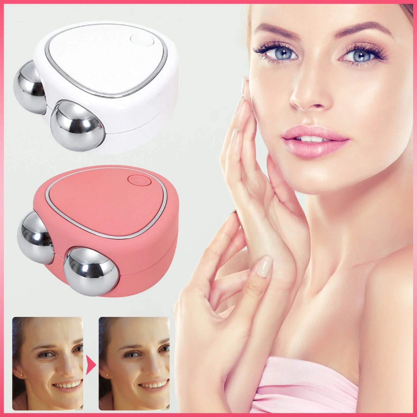 Micro-Current Face Massager, 3D Roller for Arm Eye Waist Leg Massager anti Wrinkles Face Lift Skin Tightening Face Firming