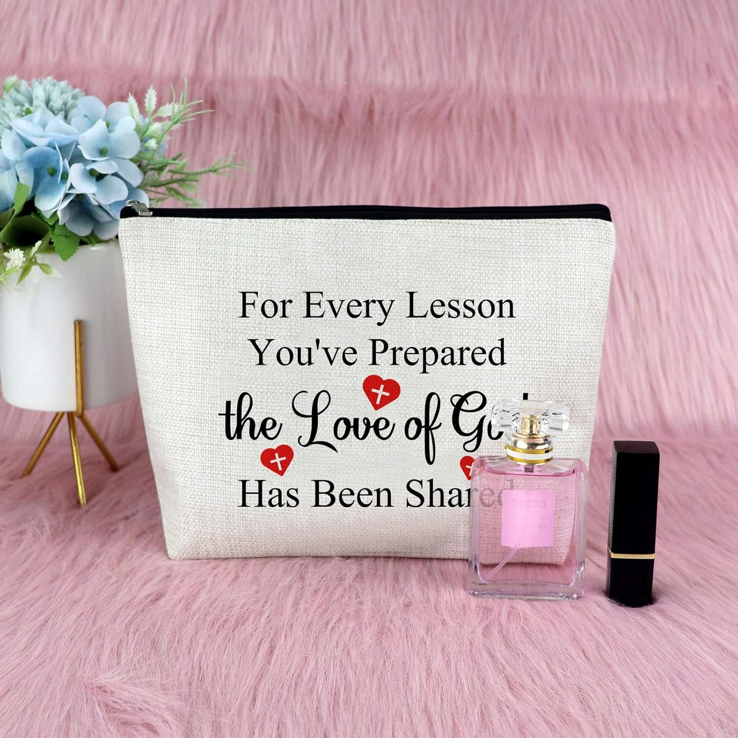 Sunday School Church Teacher Gifts Makeup Bag Religious Christian Gifts for Women Bible Verse Cosmetic Bag Thanksgiving Appreciation for Christian Teacher'S Day Christmas Retirement Travel Pouch