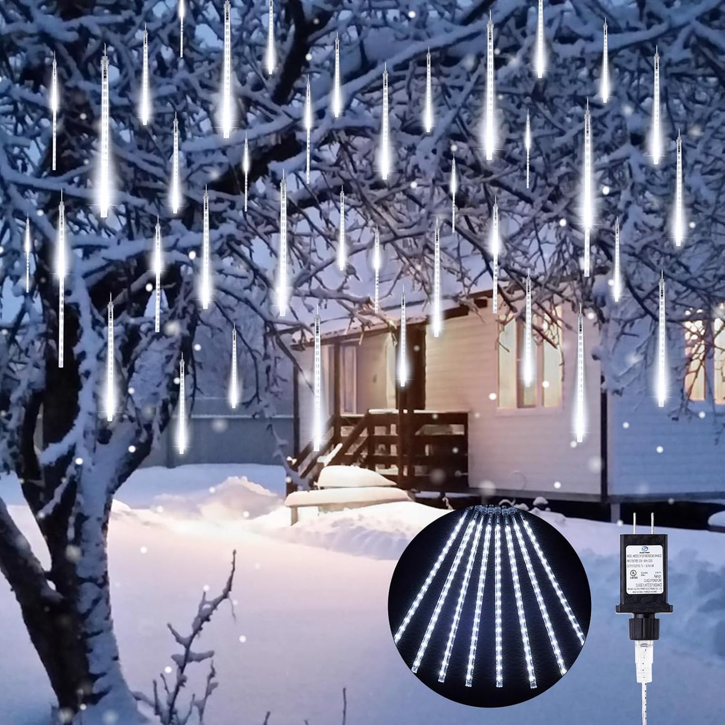 Outdoor Meteor Shower Lights, 24 Tubes 864 LED Waterproof Holiday Decor