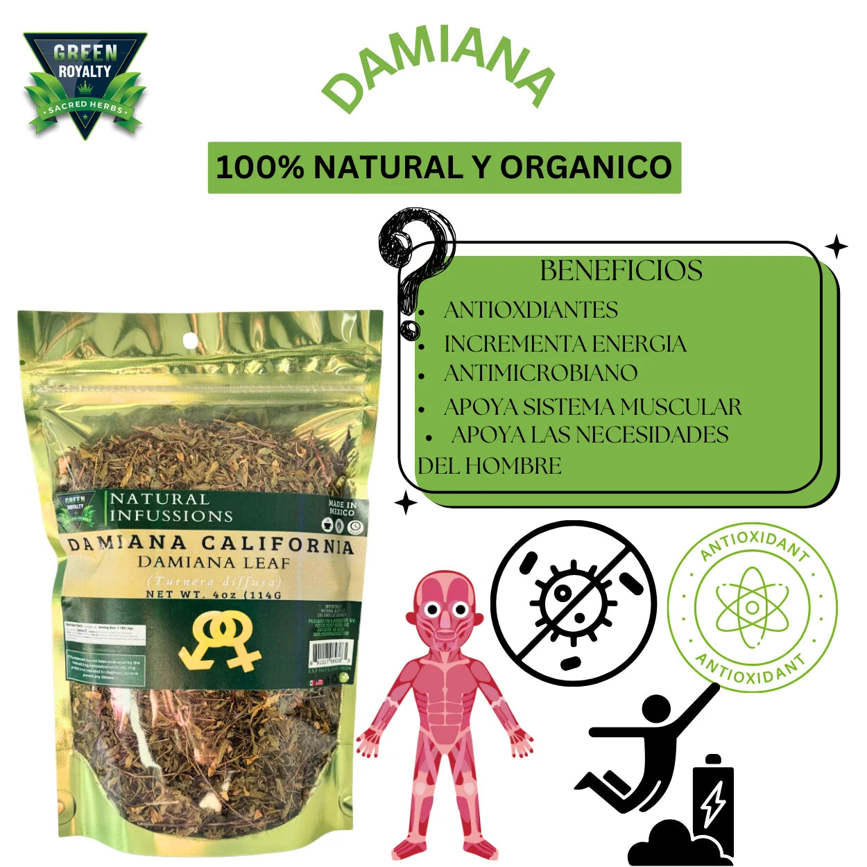 -Damiana Flower Herbal Tea 4Oz(Hierba Damiana California) 100% Natural -Makes up to 30+ Cups