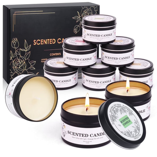 Scented Candles Gift Set 9 Pack Natural Soy Wax Jar Candles for Home Scented